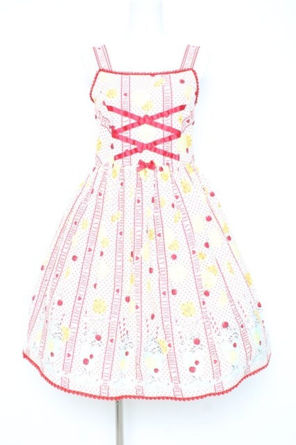 画像1: Shirley Temple / シトラスソーダジャンパースカート  シロ×アカ Y-26-02-19-175-ET-OP-SZ-ZY (1)