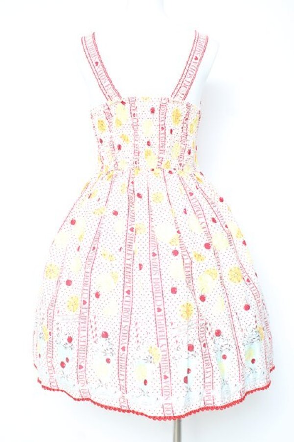 画像2: Shirley Temple / シトラスソーダジャンパースカート  シロ×アカ Y-26-02-19-175-ET-OP-SZ-ZY (2)