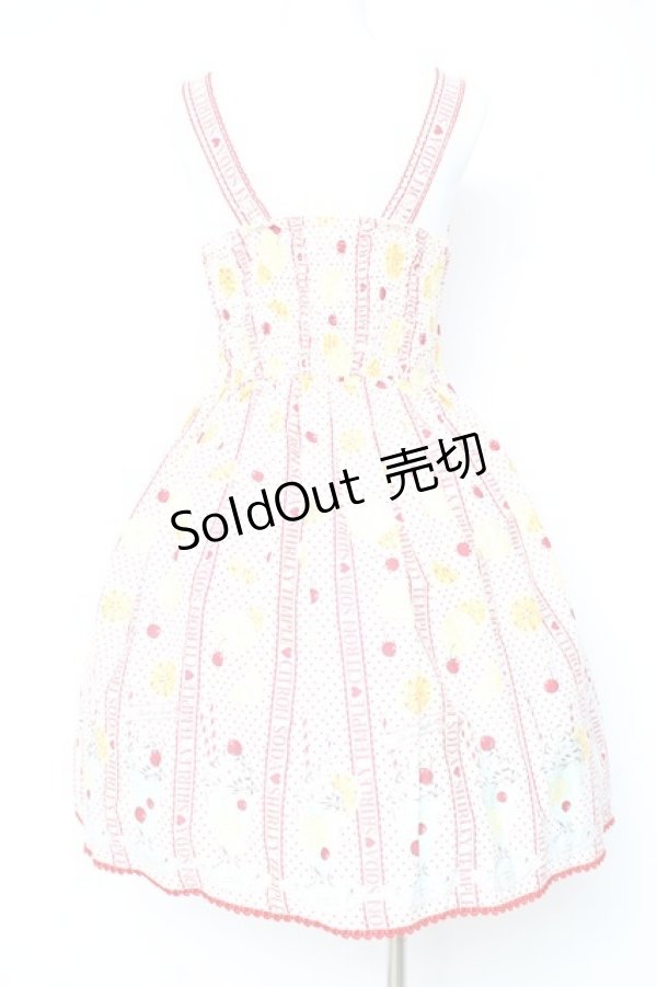 画像2: Shirley Temple / シトラスソーダジャンパースカート  シロ×アカ Y-26-02-19-175-ET-OP-SZ-ZY (2)