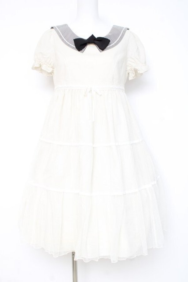 画像1: Emily Temple cute / ストライプカラーセーラーワンピース  生成り Y-26-02-19-176-ET-OP-SZ-ZY (1)