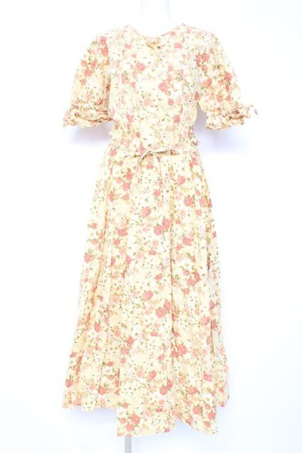 画像1: KETTY / フラワー柄ワンピース M イエロー Y-26-02-19-177-EL-OP-SZ-ZY (1)