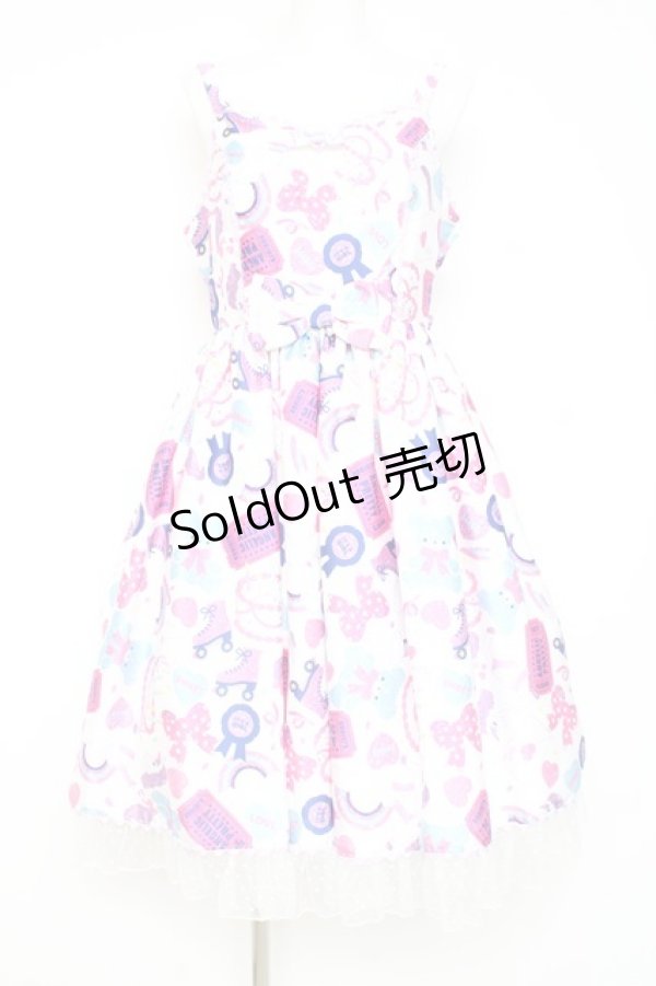 画像1: Angelic Pretty / Girly Stickerジャンパースカート  白 Y-26-02-19-178-AP-OP-SZ-ZY (1)