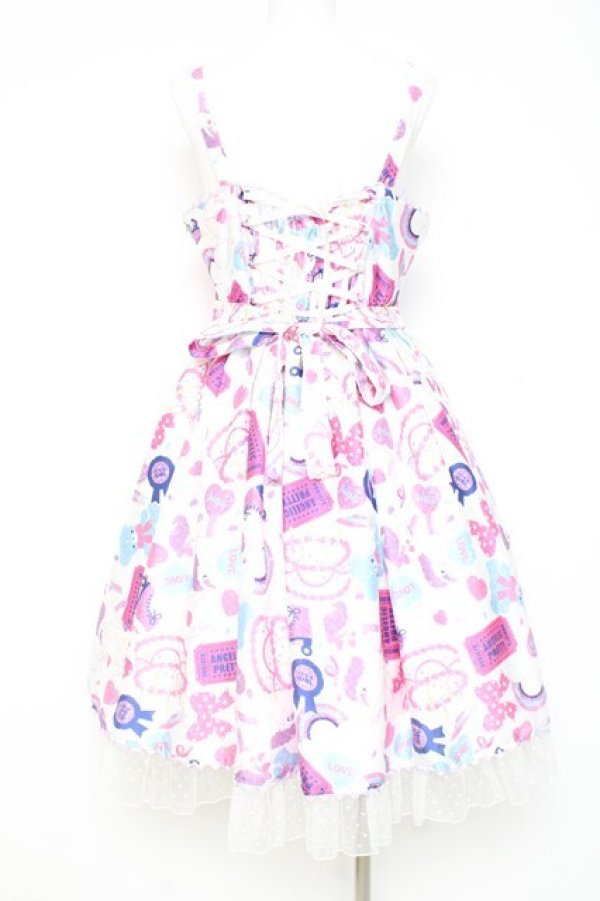 画像2: Angelic Pretty / Girly Stickerジャンパースカート  白 Y-26-02-19-178-AP-OP-SZ-ZY (2)