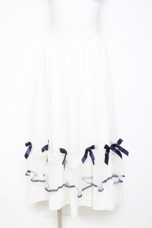 画像: axes femme POETIQUE / マリンチュールリボンスカート M 白 Y-26-02-19-183-AX-SK-SZ-ZY