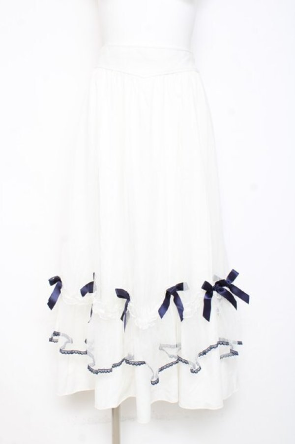 画像1: axes femme POETIQUE / マリンチュールリボンスカート M 白 Y-26-02-19-183-AX-SK-SZ-ZY (1)