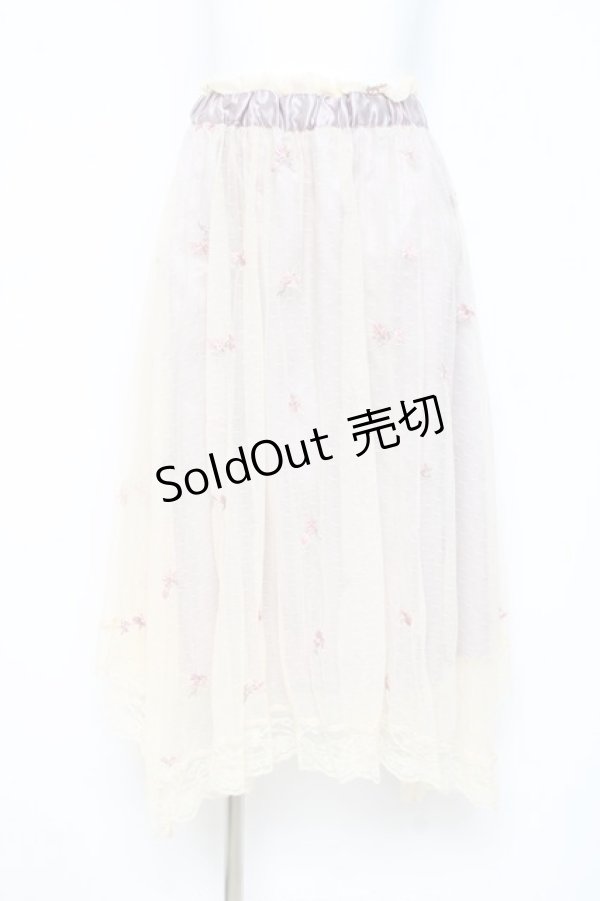 画像1: axes femme / 小花刺繍イレヘムスカート M ラベンダー Y-26-02-19-184-AX-SK-SZ-ZY (1)