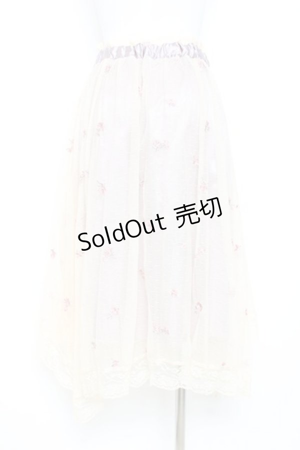 画像2: axes femme / 小花刺繍イレヘムスカート M ラベンダー Y-26-02-19-184-AX-SK-SZ-ZY (2)