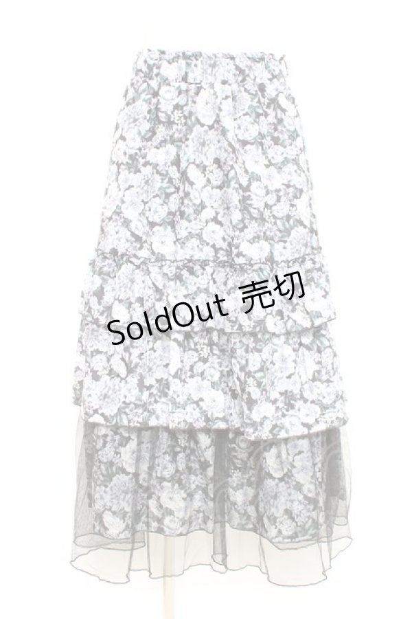 画像1: axes femme / フルールPTティアードスカート F 黒 Y-26-02-19-188-AX-SK-SZ-ZY (1)