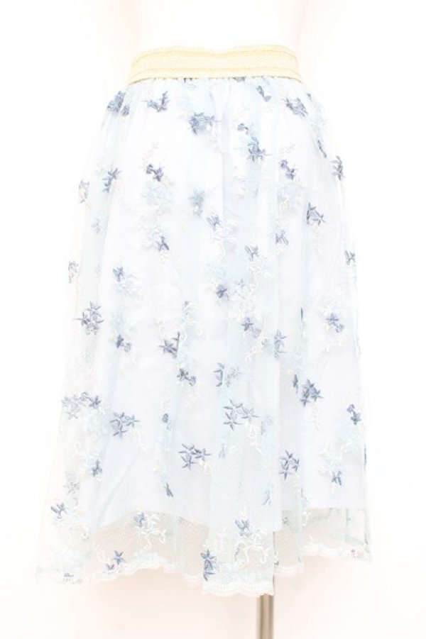 画像2: axes femme / 総刺繍ミディスカート M サックス Y-26-02-19-189-AX-SK-SZ-ZY (2)