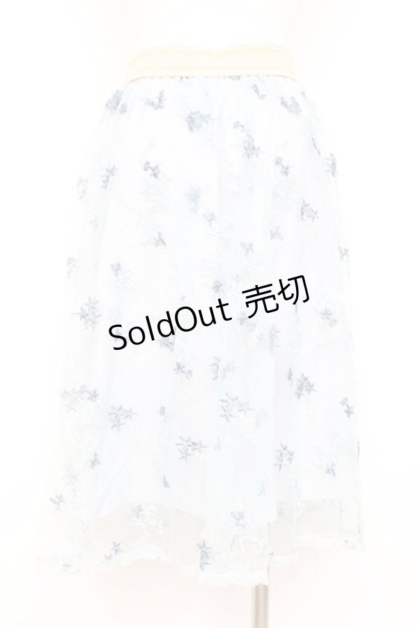 画像2: axes femme / 総刺繍ミディスカート M サックス Y-26-02-19-189-AX-SK-SZ-ZY (2)