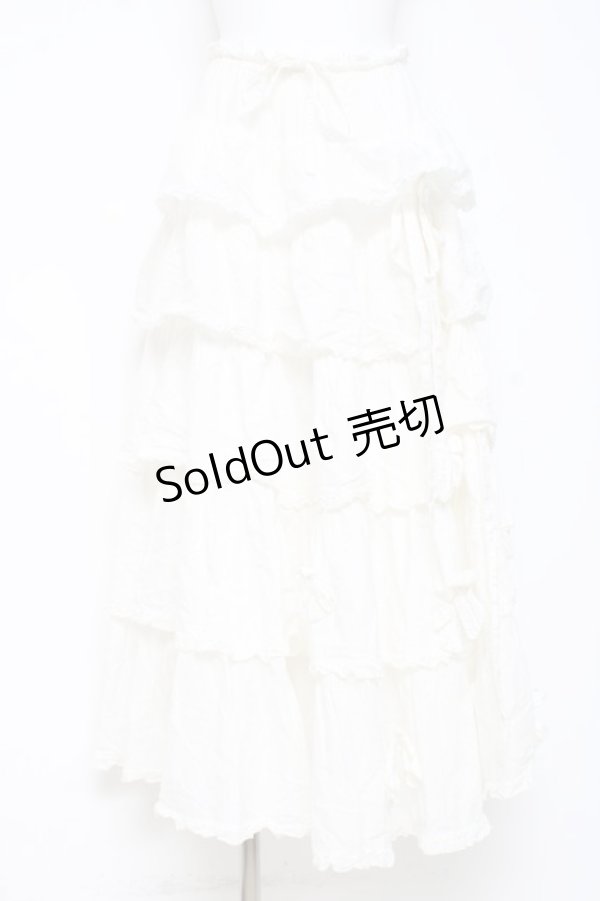 画像1: PINK HOUSE / リボン付きティアードスカート F 白 Y-26-02-19-194-LO-SK-SZ-ZY (1)