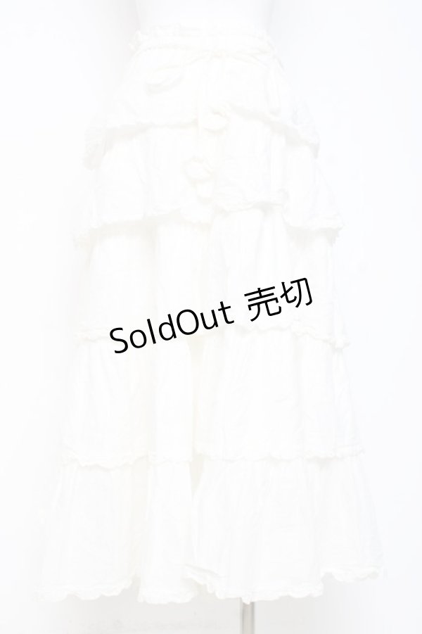 画像2: PINK HOUSE / リボン付きティアードスカート F 白 Y-26-02-19-194-LO-SK-SZ-ZY (2)