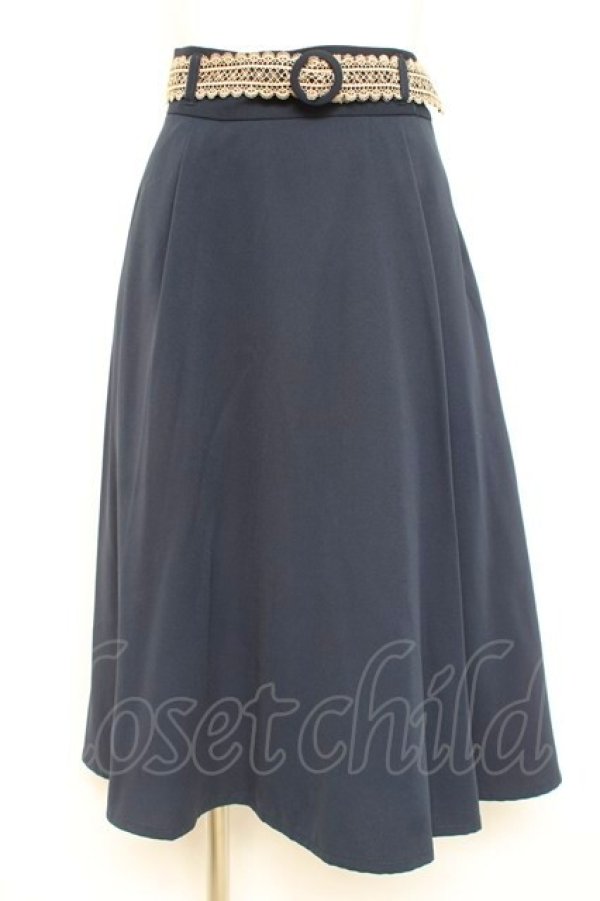 画像1: F i.n.t / レースベルトフレアースカート F ネイビー Y-26-02-19-197-CA-SK-SZ-ZY (1)