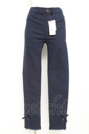 画像: axes femme / 裾レースアップレギンスパンツ L 紺 Y-26-02-19-201-AX-PA-SZ-ZY