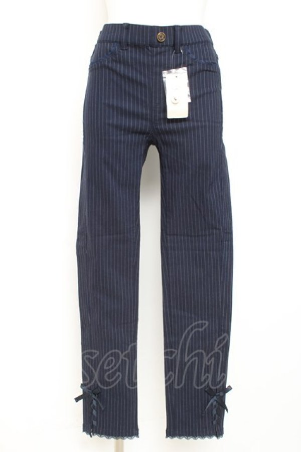 画像1: axes femme / 裾レースアップレギンスパンツ L 紺 Y-26-02-19-201-AX-PA-SZ-ZY (1)