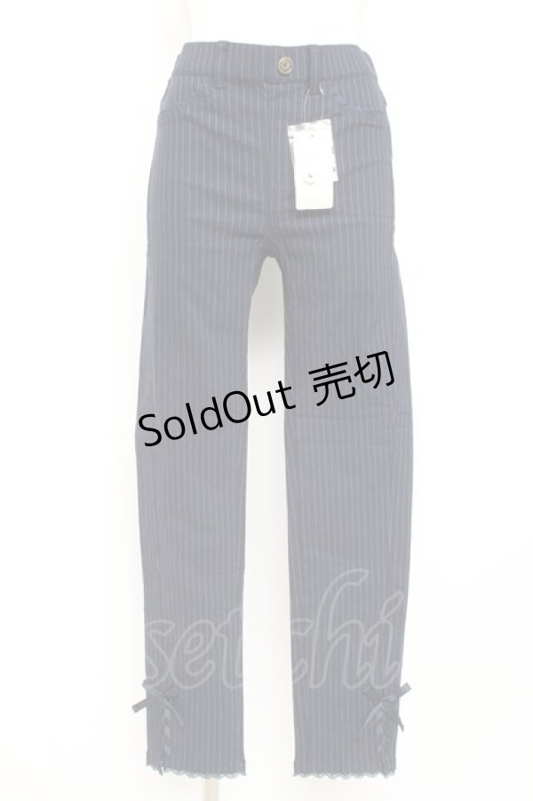 画像1: axes femme / 裾レースアップレギンスパンツ L 紺 Y-26-02-19-201-AX-PA-SZ-ZS (1)