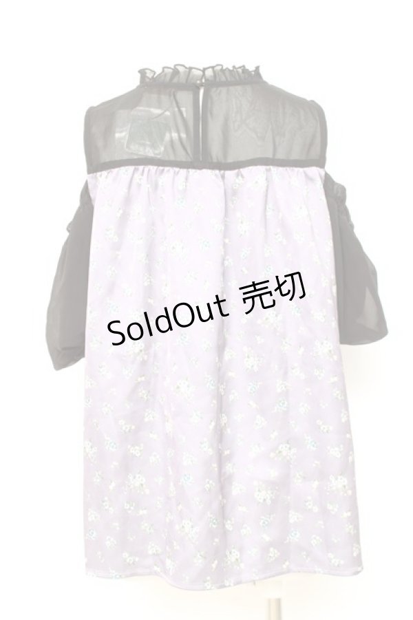 画像2: axes femme POETIQUE / チャイナボタンバイカラーブラウス  黒×ラベンダー Y-26-02-19-022-AX-BL-SZ-ZY (2)