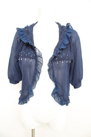 画像: axes femme / フード付きフリルカーデ M 紺 Y-26-02-21-044-AX-TO-SZ-ZY