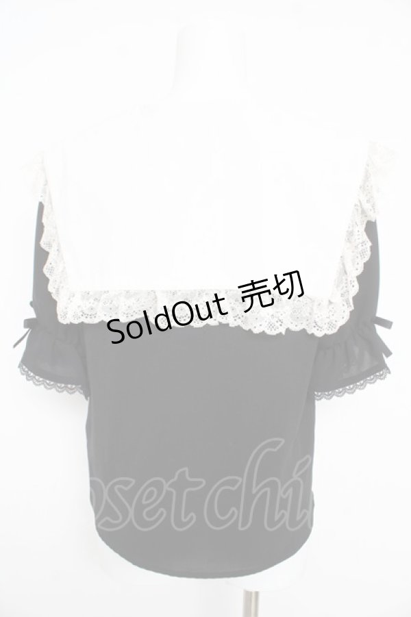 画像2: Dear My Love / 刺繍レースフリルセーラーブラウス M 黒 Y-26-02-21-050-EL-BL-SZ-ZY (2)