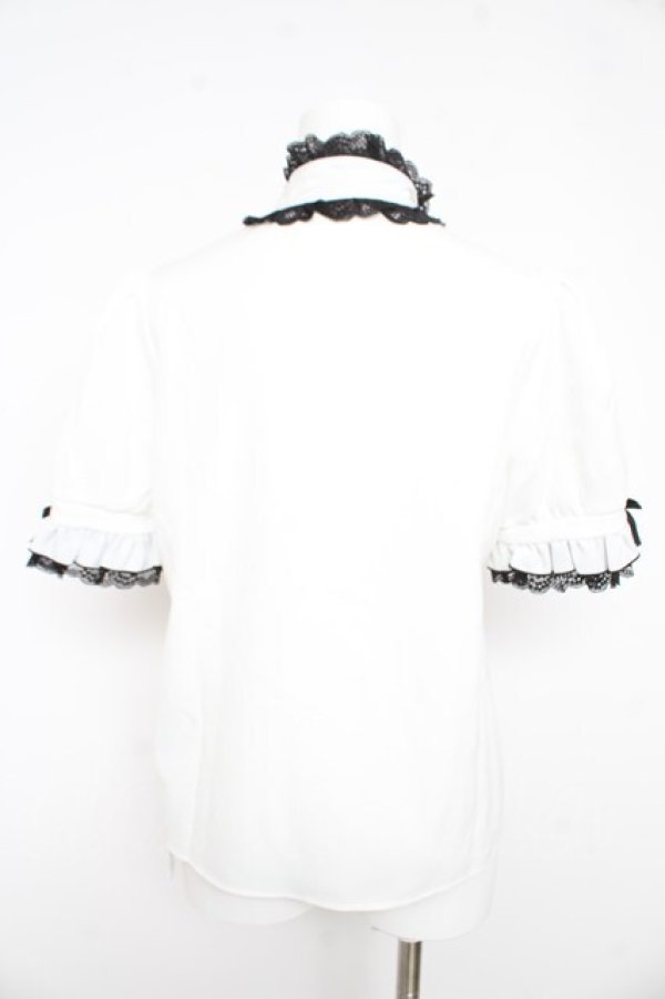 画像2: Dear My Love / レースフリルたっぷり上品ボウタイリボンブラウス M 白 Y-26-02-21-051-EL-BL-SZ-ZY (2)