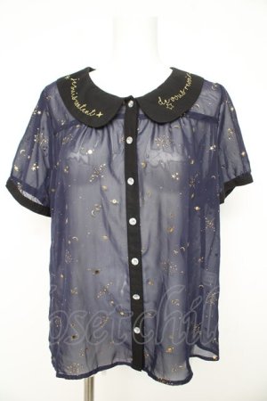 画像: CHIP CLIP / 星座柄ブラウス  紺 Y-26-02-21-053-LO-BL-SZ-ZY