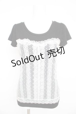 画像: LODISPOTTO / ビスチェ風レース切替カットソー M 黒×白 Y-26-02-21-054-LO-TO-SZ-ZY