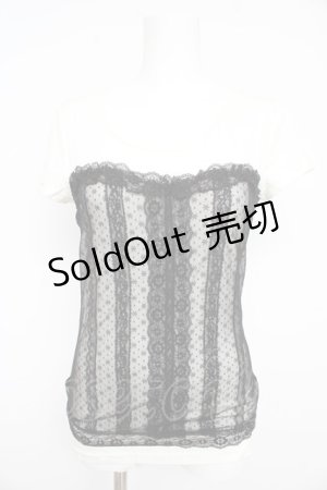画像: LODISPOTTO / ビスチェ風レース切替カットソー M オフ×黒 Y-26-02-21-055-LO-TO-SZ-ZY