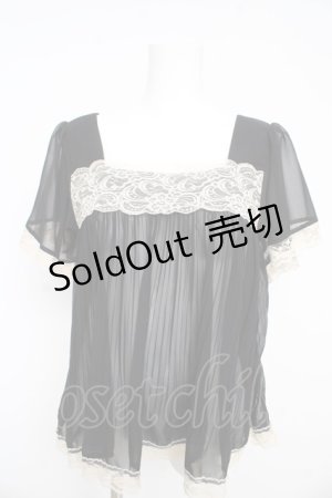 画像: LODISPOTTO / プリーツシフォンブラウス  黒 Y-26-02-21-056-LO-BL-SZ-ZY