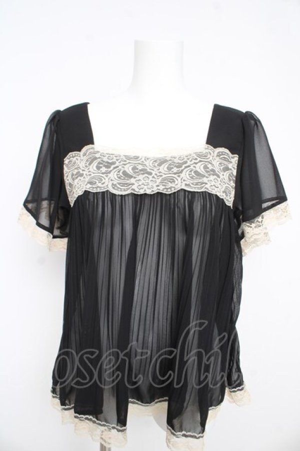 画像1: LODISPOTTO / プリーツシフォンブラウス  黒 Y-26-02-21-056-LO-BL-SZ-ZY (1)