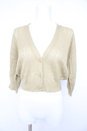 画像: F&A / 押し花釦透かし編み5分袖カーディガン F グリーン Y-26-02-21-060-LO-TO-SZ-ZY