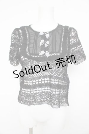 画像: axes femme kawaii / 総ースブラウス M 黒 Y-26-02-21-063-AX-BL-SZ-ZI