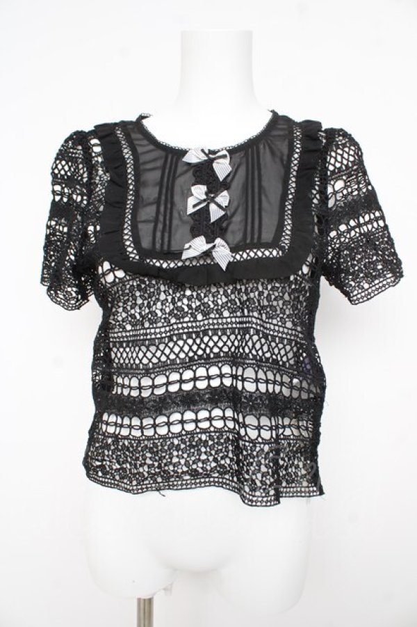 画像1: axes femme kawaii / 総ースブラウス M 黒 Y-26-02-21-063-AX-BL-SZ-ZY (1)