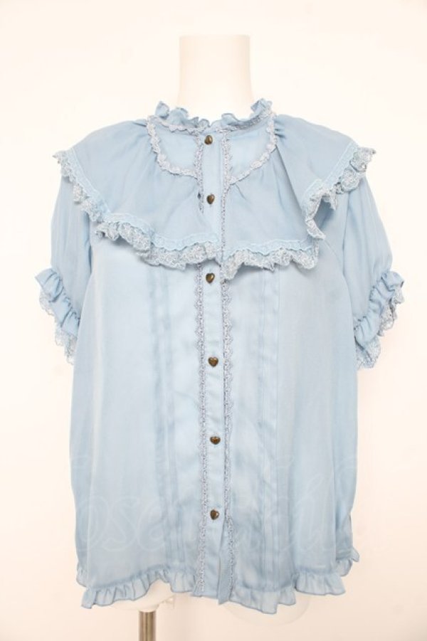 画像1: axes femme / ビッグフリルフェミニンブラウス M サックス Y-26-02-21-064-AX-BL-SZ-ZY (1)