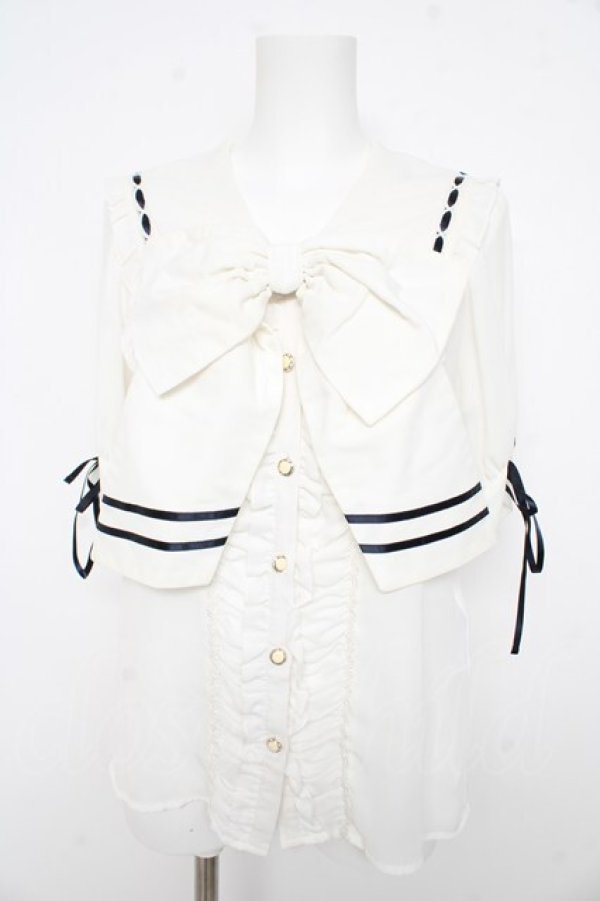 画像1: axes femme kawaii / ビッグリボンセーラーブラウス M 紺 Y-26-02-21-065-AX-BL-SZ-ZY (1)