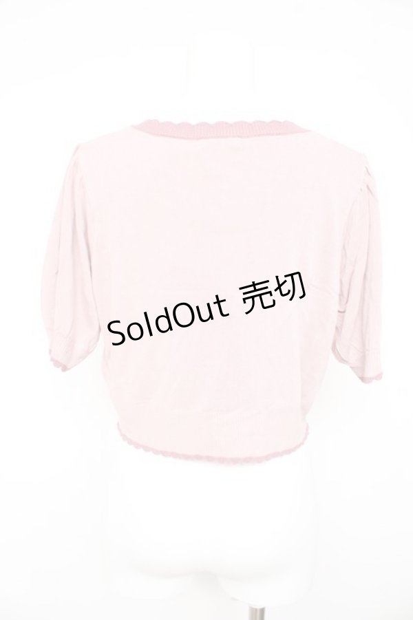 画像2: axes femme kawaii / クマ柄半袖ニットカーディガン M ピンク Y-26-02-21-066-AX-TO-SZ-ZY (2)