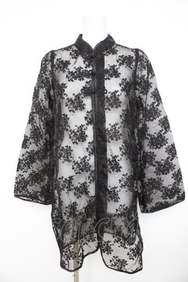 画像1: axes femme kawaii / シースルーチャイナブラウス M 黒 Y-26-02-21-068-AX-BL-SZ-ZY (1)