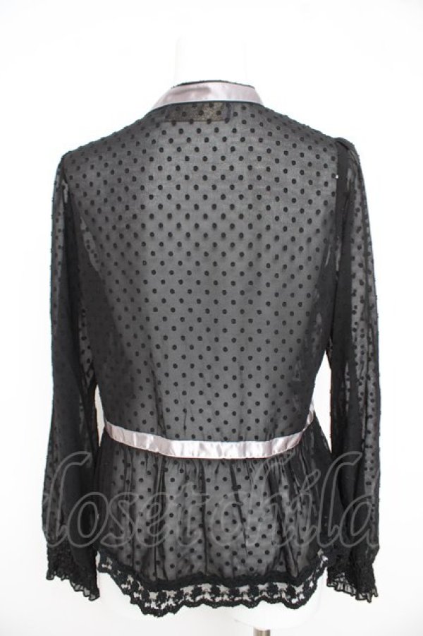 画像2: axes femme kawaii / ドットリボンブラウス M 黒 Y-26-02-21-069-AX-BL-SZ-ZY (2)