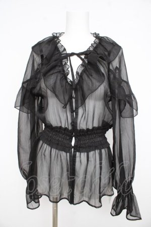 画像: EATME / フリルシアーブラウス F 黒 Y-26-02-21-077-LO-BL-SZ-ZY