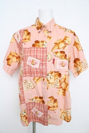 画像: PINK HOUSE / テディベア100周年記念プリント半袖シャツ  ピンク Y-26-02-21-080-LO-BL-SZ-ZY