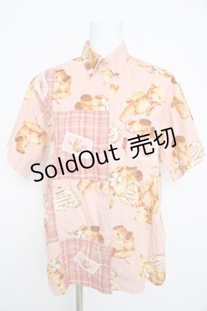 画像: PINK HOUSE / テディベア100周年記念プリント半袖シャツ  ピンク Y-26-02-21-080-LO-BL-SZ-ZY
