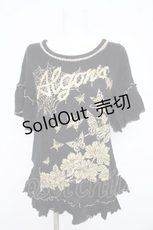 画像: ALGONQUINS / ラメプリントカットソー F 黒×金 Y-26-02-21-085-AL-TO-SZ-ZY