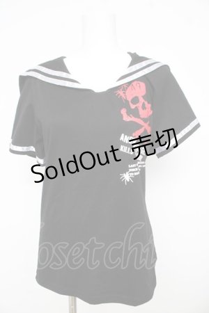 画像: Drug Honey / スカルptセーラーカットソー  黒 Y-26-02-21-086-PU-TO-SZ-ZY