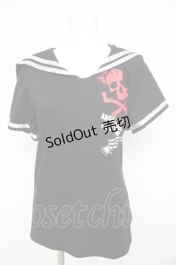 画像1: Drug Honey / スカルptセーラーカットソー  黒 Y-26-02-21-086-PU-TO-SZ-ZY (1)