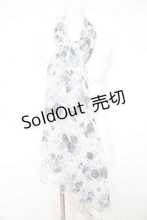 画像: axes femme / ぼかし花シュシュ付ストール F グレー Y-26-02-21-002-AX-ZA-SZ-ZY