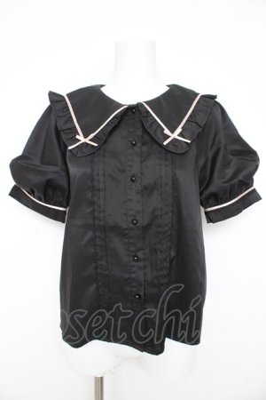 画像: Honey Cinnamon / 衿リボン配色ブラウス F 黒 Y-26-02-21-007-LO-BL-SZ-ZY