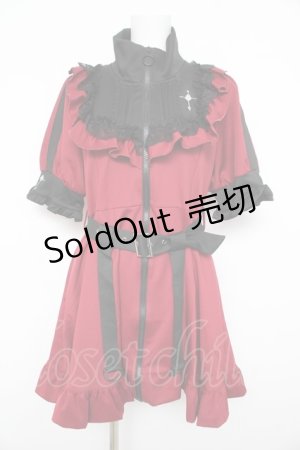 画像: DearMyLove / 十字架刺繍フリルシスタージャージワンピース L 赤 Y-26-02-21-095-EL-OP-SZ-ZY