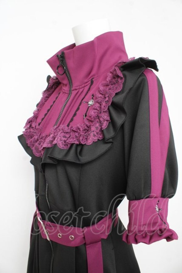 画像3: DearMyLove / 十字架刺繍フリルシスタージャージワンピース M ブラック×パープル Y-26-02-21-096-EL-OP-SZ-ZY (3)