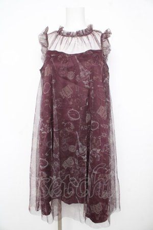 画像: axes femme / トラベルチュール重ねワンピース  ワイン Y-26-02-21-102-AX-OP-SZ-ZY