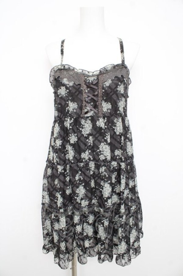 画像1: axes femme / 花柄キャミチュニック M 黒 Y-26-02-21-105-AX-OP-SZ-ZY (1)