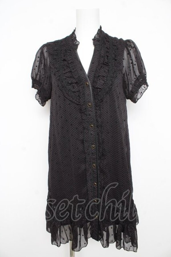 画像1: axes femme / ドットローウエストチュニック M 黒 Y-26-02-21-106-AX-OP-SZ-ZY (1)